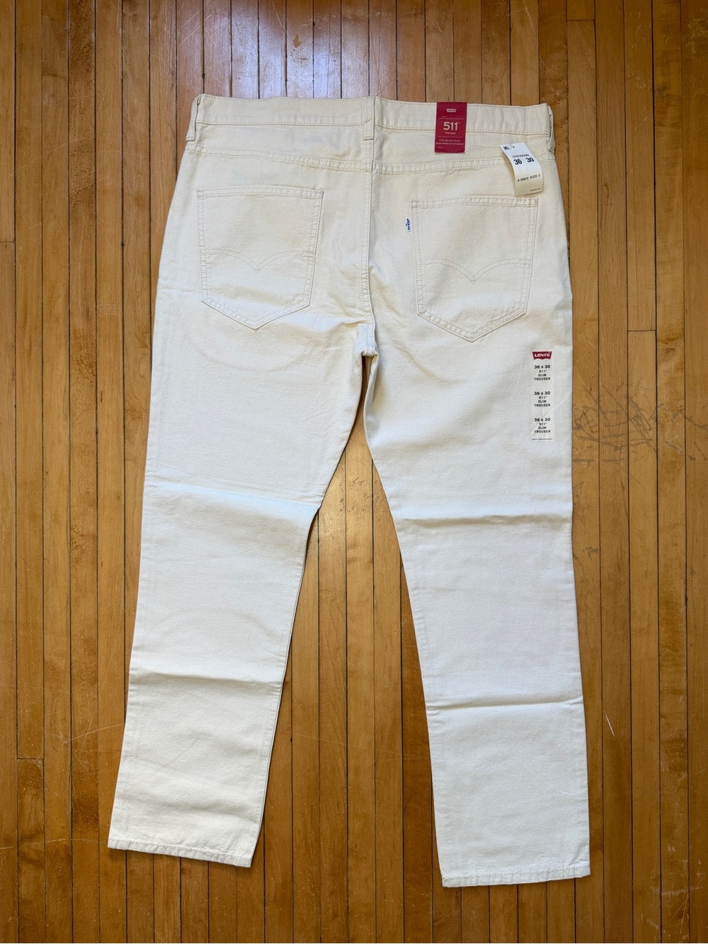 NWT Levi's 511 Slim Straight Trouser Jeans in Off-White Men’s Sz. 36x30